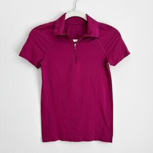 Lululemon Women's Swiftly Tech Short Half-Zip Sleeve Polo Shirt Size 4 Magenta